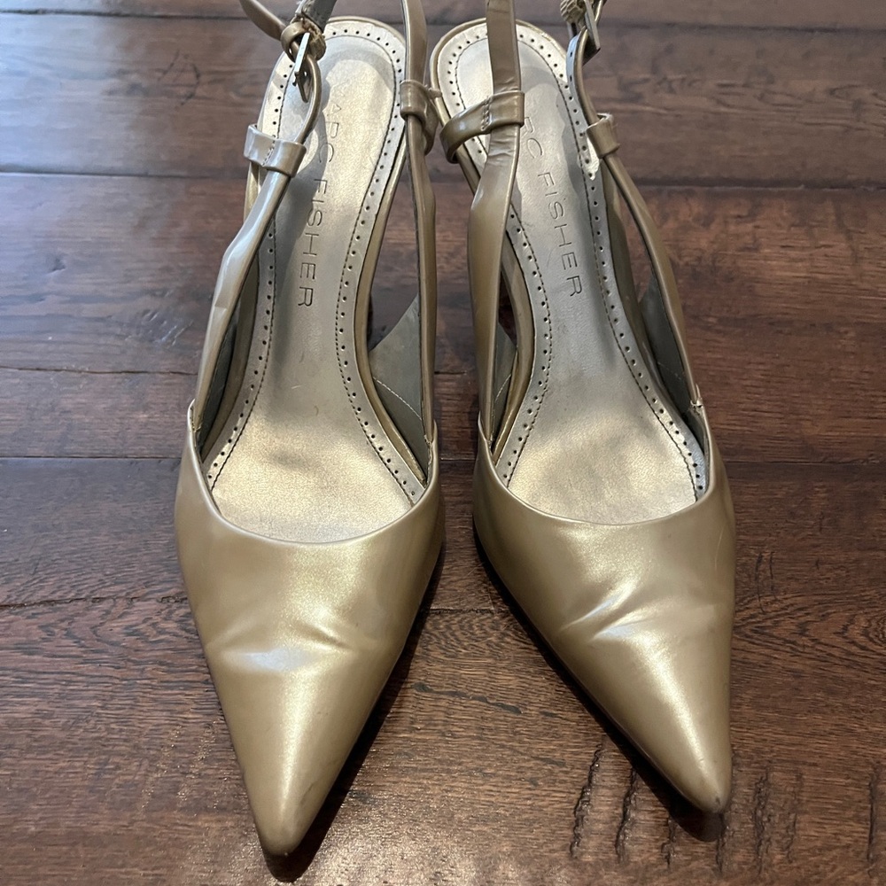 Marc Fisher Metallic Gold Slingback Heels